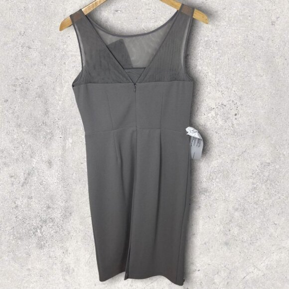 NWT Nordstrom JS Collection Silver Grey Illusion‎ Neckline Sheath Cocktail Dress - Picture 14 of 15